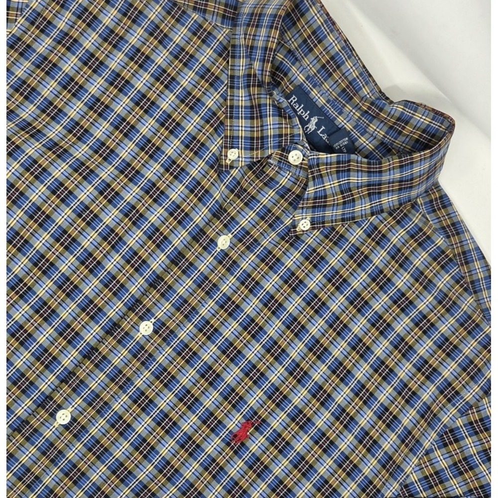 VINTAGE Polo Ralph Lauren Shirt Button Down Mens XL Multicolor Plaid Long Sleeve